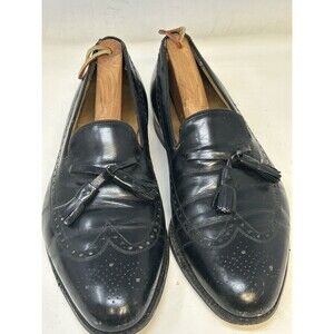 Johnston‎ & Murphy Black Wingtip Tassel Loafers 11.5C Leather Dress Shoes